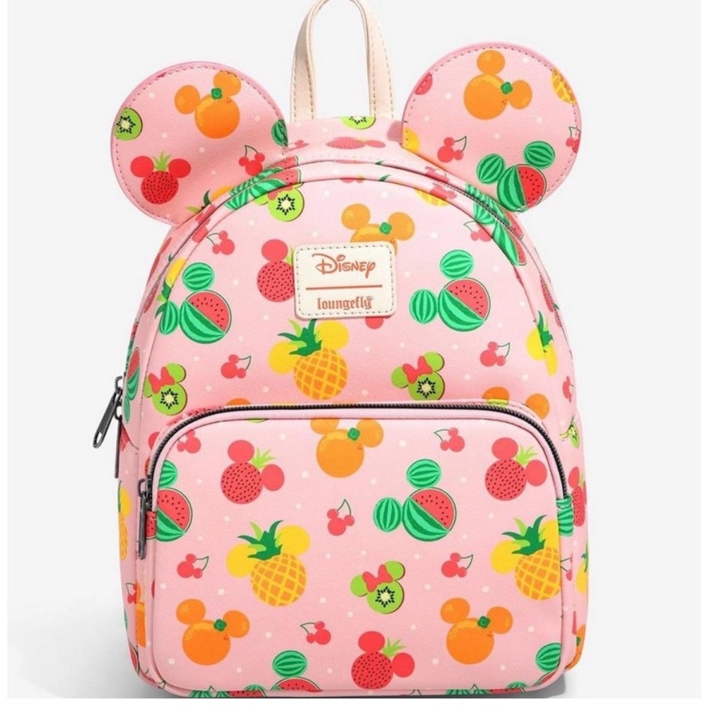 Disney Loungefly Mickey Fruit Mini Backpack Pink NWT